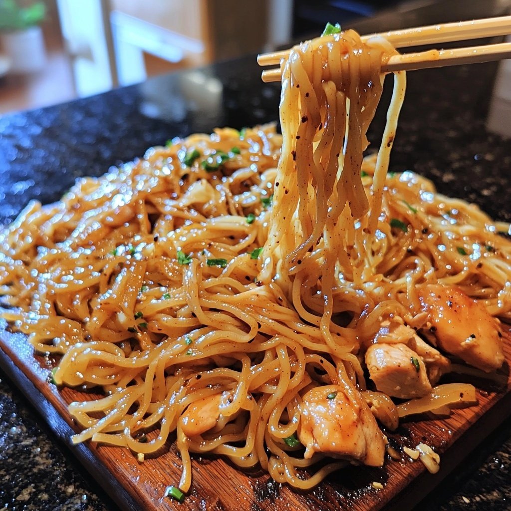 Sticky Garlic Chicken Noodles