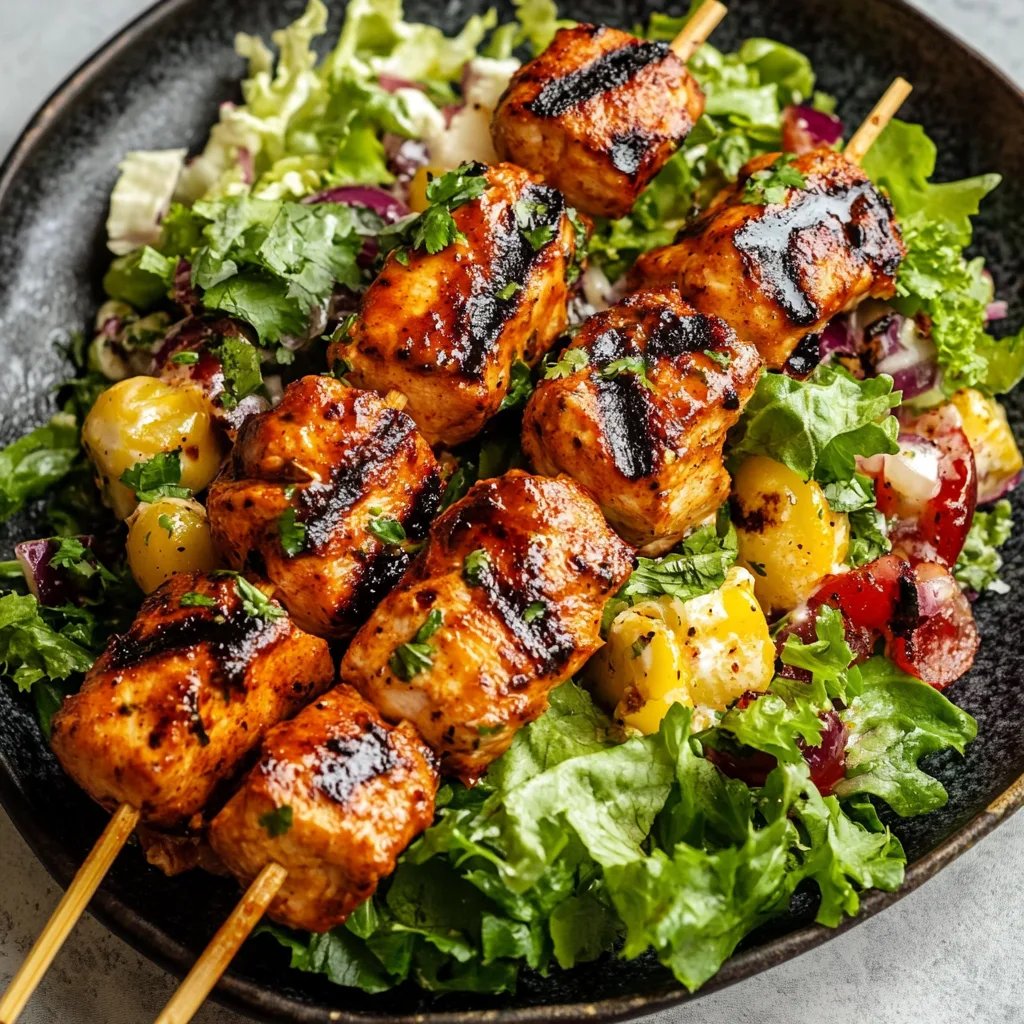 BBQ Chicken Skewer Salad
