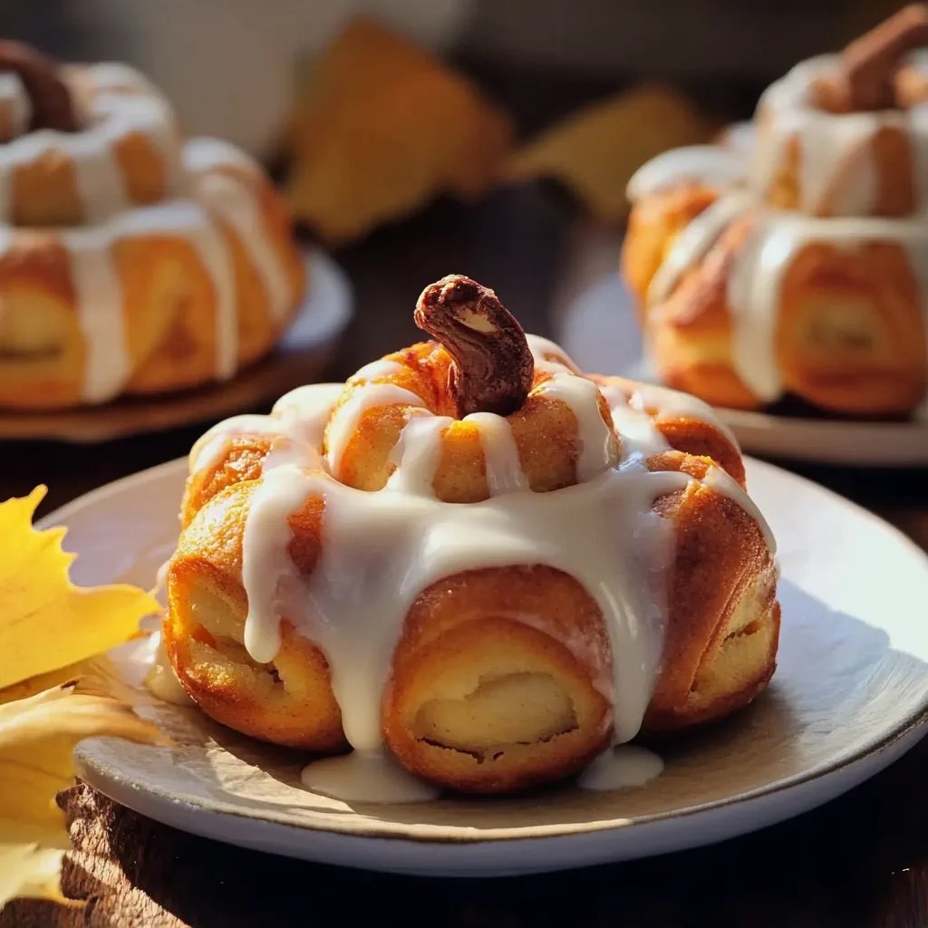 Pumpkin Shaped Cinnamon Rolls with Cream Cheese Frosting